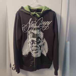 Universal Studios Loungefly Black and Green 'Stay Creepy' Frankenstein Hoodie S